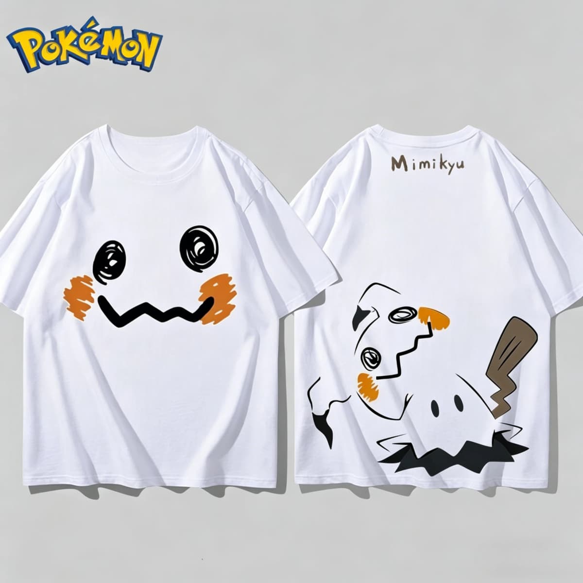 Bandai Pokémon Mimikyu Front and Rear Printed T-shirt Men's and Women's Summer New Loose Casual Versatile Short-sleeved Top