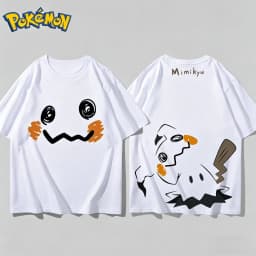 Bandai Pokémon Mimikyu Front and Rear Printed T-shirt Men's and Women's Summer New Loose Casual Versatile Short-sleeved Top