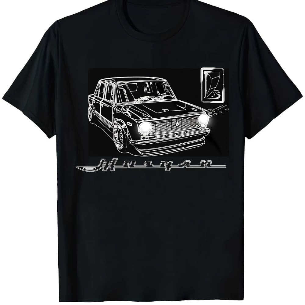 Men'S Vintage Lada Vaz Zhiguli Muscle Car T-Shirt 100% Soft Short Sleeve Tee Retro Auto Casual Fit Men's T-shirts for Summer