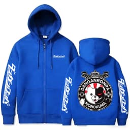 Anime Danganronpa Monokuma Zipper Hoodie Men Women Manga Funny Oversized Zip Up Jacket Coat Unisex Cartoon Cosplay Streetwear