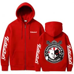 Anime Danganronpa Monokuma Zipper Hoodie Men Women Manga Funny Oversized Zip Up Jacket Coat Unisex Cartoon Cosplay Streetwear