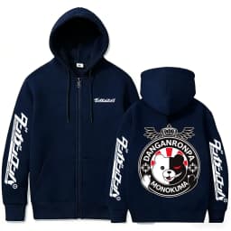 Anime Danganronpa Monokuma Zipper Hoodie Men Women Manga Funny Oversized Zip Up Jacket Coat Unisex Cartoon Cosplay Streetwear
