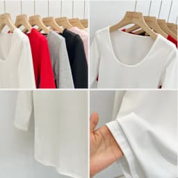 Zjaiss Women's White Base Top 2026 New U-Neck Three-Quarter Sleeve Tee for Spring & Summer Solid Versatile Casual Simple T-Shirt