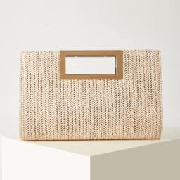 Women's Woven Handbag, Summer Beach Essential, Vacation Season, Solid Color, Straw Bag, Versatile Party Handbag, Detachable Shoulder Strap, Light Luxury Metal Handbag, Beach Wedding Handbag