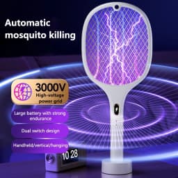 3 In 1 Multi Functional Bug Zapper Racket USB Rechargeable Mosquito Killer Safe Electric Mosquito Swatter Pest Control Supplies