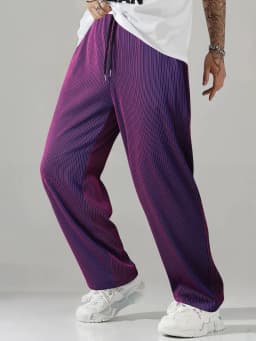 2026 Hot Sale Men's Textured Gradient Pleated Pants Elastic Waist Baggy Trousers For Streetwear