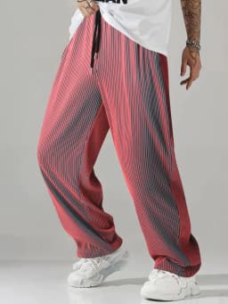 2026 Hot Sale Men's Textured Gradient Pleated Pants Elastic Waist Baggy Trousers For Streetwear