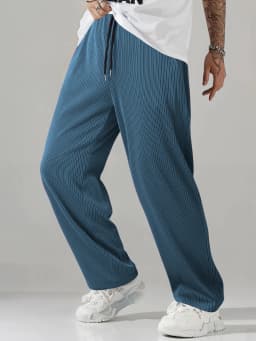 2026 Hot Sale Men's Textured Gradient Pleated Pants Elastic Waist Baggy Trousers For Streetwear