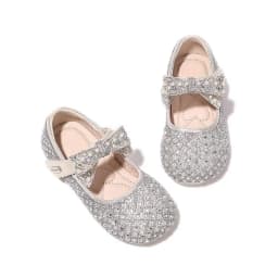 Kids'Casual Shoes PU Leather Fashion Sequin Bow Spring Flat Outdoor Shoes For Girls Anti-slip Silver White Shoes Size 23-36