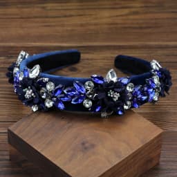 Handmade Gorgeous Navy Red Crystal Flower Headbands Luxury Rhinestone Women Bohemian Hairbands For Wedding Party