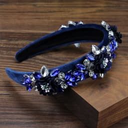 Handmade Gorgeous Navy Red Crystal Flower Headbands Luxury Rhinestone Women Bohemian Hairbands For Wedding Party