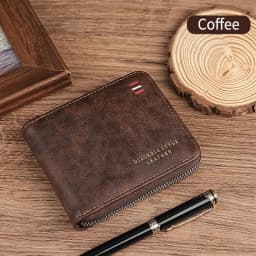 Men's Vintage Motorcycle Motif Bifold Wallet Short Zipper Wallets Slim Classic Coin Pocket Holder Card Holder Daily Use Bag Gift