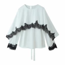 Women Elegant Lace Splice Contrast Shawl Top Women Chic Full Sleeve Cinched Waist Round Neck Blouse Female Daily Date Shirt