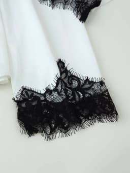 Women Elegant Lace Splice Contrast Shawl Top Women Chic Full Sleeve Cinched Waist Round Neck Blouse Female Daily Date Shirt