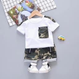 New Summer Baby Boy Cool Camouflage Clothes Suit Children Fashion Pocket TShirt Shorts 2Pcs/Sets Kids Casual Clothing Tracksuits