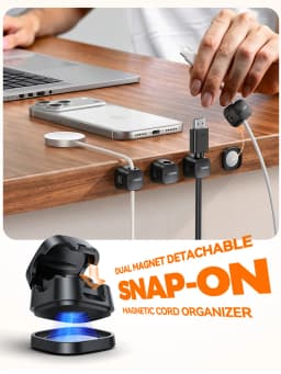 Joyroom 6PCS Detachable Magnetic Cord Organizer Under Desk Nightstand Home Office Car Wire Keeper Magnetic Cable Clips JR-ZS668