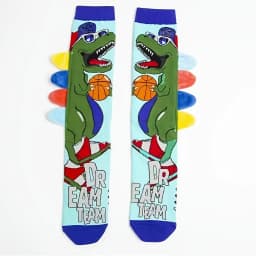1 pair of boy basketball dinosaur 3D backstab knee-high stockings, soft and skin-friendly, suitable for daily play.