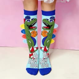 1 pair of boy basketball dinosaur 3D backstab knee-high stockings, soft and skin-friendly, suitable for daily play.