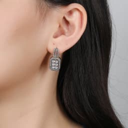 Square vintage zircon earrings and ring set copper plated 14K gold fashion jewelry banquet wedding accessories gift