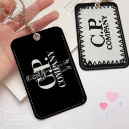 CP-Fashion Company 1Pc Access Card Case Leather Card Holder Keychain Key Ring Door Access Tags ID Card Case Keychain