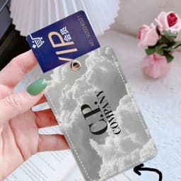 CP-Fashion Company 1Pc Access Card Case Leather Card Holder Keychain Key Ring Door Access Tags ID Card Case Keychain