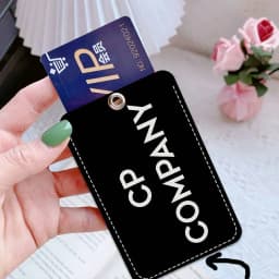 CP-Fashion Company 1Pc Access Card Case Leather Card Holder Keychain Key Ring Door Access Tags ID Card Case Keychain