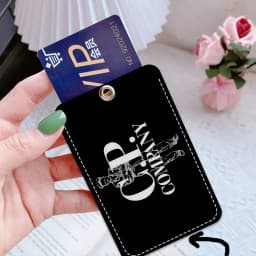 CP-Fashion Company 1Pc Access Card Case Leather Card Holder Keychain Key Ring Door Access Tags ID Card Case Keychain