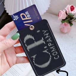 CP-Fashion Company 1Pc Access Card Case Leather Card Holder Keychain Key Ring Door Access Tags ID Card Case Keychain