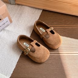 Girls Leather Shoes Toddlers Flats Princess Sweet Little Kids Soft Shoes T-strap Retro Classic Children's Dress Shoes for Party