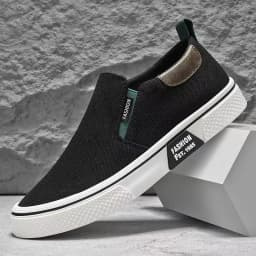 ​Men's Canvas Sneakers Casual Slip-On Vulcanized Lightweight Flat Shoes Affordable