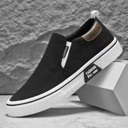 ​Men's Canvas Sneakers Casual Slip-On Vulcanized Lightweight Flat Shoes Affordable
