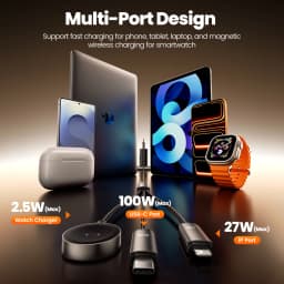 Toocki PD 100W Type C To Type C iP Port Cable 3-in-1 Fast Charge For iPhone 17 Pro 11-14 Series With Watch Charge For iWatch SE