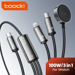 Toocki PD 100W Type C To Type C iP Port Cable 3-in-1 Fast Charge For iPhone 17 Pro 11-14 Series With Watch Charge For iWatch SE
