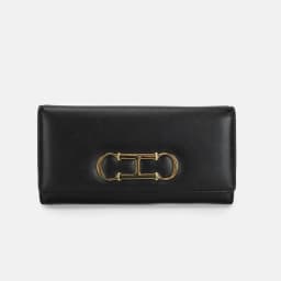 CH Womens Long Wallet Premium Leather Gold Metal Logo Large Capacity Multi Card Slots Daily Commuter Ladies Clutch Purse