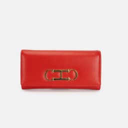 CH Womens Long Wallet Premium Leather Gold Metal Logo Large Capacity Multi Card Slots Daily Commuter Ladies Clutch Purse