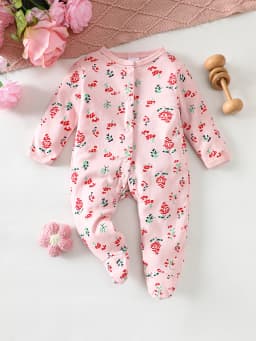 8-Piece Newborn Baby Romper Set, Soft and Breathable with Cute Pink Deer Pattern, Suitable for Babies Aged 0-9 Months.