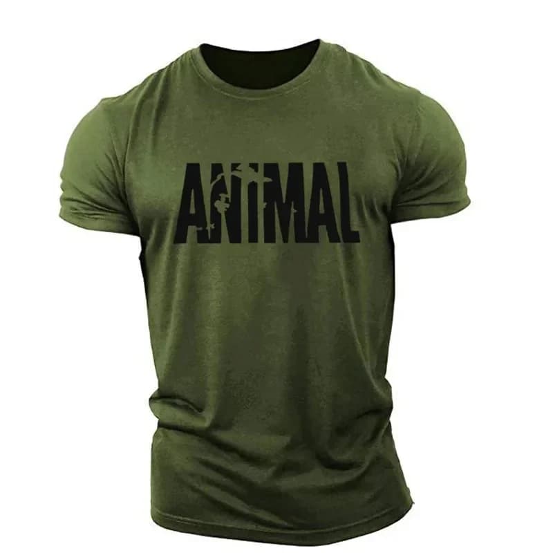 Fashion Animal Letter Printed T-shirt Summer Casual Crew Neck Tops Daily Basic Short Sleeve Quick Drying Gym Fitness Sports Tees