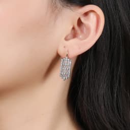 French light luxury inlaid baguette earrings and rings two-tone set, versatile jewelry for workplace commuting and banquets