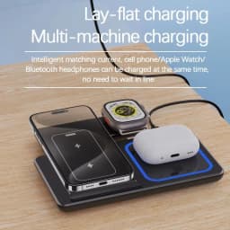 Foldable 100W 3 In 1 Fast Wireless Charging Stand Holder Dock For iPhone 17 16 Apple Watch AirPods 4 Pro 2 Fast Charger