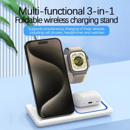 Foldable 100W 3 In 1 Fast Wireless Charging Stand Holder Dock For iPhone 17 16 Apple Watch AirPods 4 Pro 2 Fast Charger