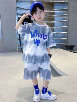 Kids Summer T-shirt+Shorts 2-piece Clothes Set Korean Style Cute Fashion Handsome Letter Print Casual Sports Jersey Suit 1-12 Y