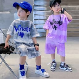 Kids Summer T-shirt+Shorts 2-piece Clothes Set Korean Style Cute Fashion Handsome Letter Print Casual Sports Jersey Suit 1-12 Y