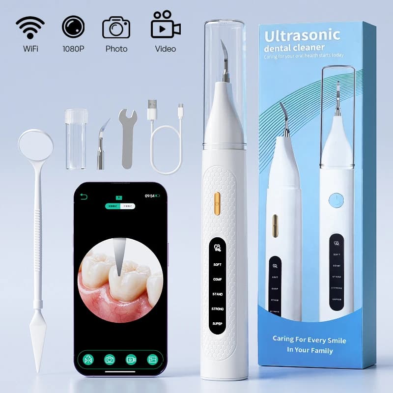 Visual Ultrasonic Dental Scaler with Camera 5 Modes WIFI Electric Teeth Cleaner 6LEDs Tartar Plaque Remover Teeth Cleaning Tool