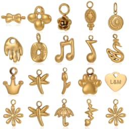 Waterproof Jewelry Stainless Steel Pendant Heart Sun Music Dragonfly Flower Swan Cat Paw Charm DIY Pendant Accessories