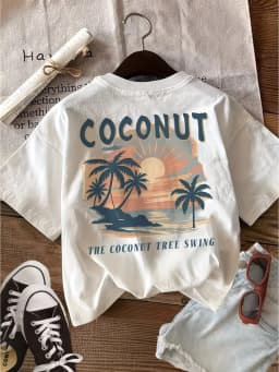 Vintage Tropical Coconut Tree T-Shirt Summer Beach Sunset Graphic Tee Harajuku Aesthetic Short Sleeve Fashion Streetwear Tops