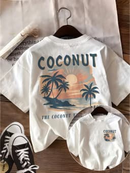 Vintage Tropical Coconut Tree T-Shirt Summer Beach Sunset Graphic Tee Harajuku Aesthetic Short Sleeve Fashion Streetwear Tops