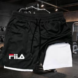 Summer men's 2-in-1 sports shorts breathable and casual quick drying double-layer shorts summer running sports underwear M-3XL
