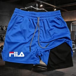 Summer men's 2-in-1 sports shorts breathable and casual quick drying double-layer shorts summer running sports underwear M-3XL