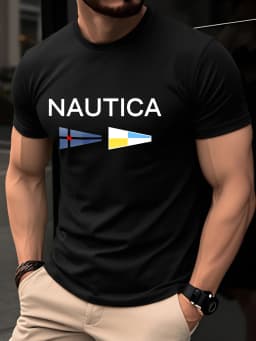 Men's T-shirt -Summer Short Sleeve Lightweight Top -Trendy, Fashionable, Breathable, Comfortable, Versatile -Simple Letter Print