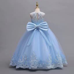 3-12 Year Old Children's Dress Embroidered Bow Lace Wedding Dress Girl Princess Dress for Birthday Party Evening Dress